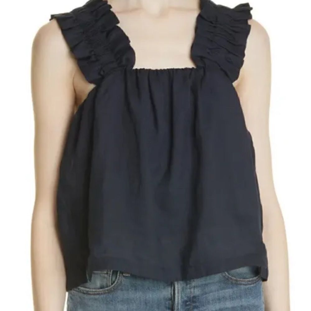 FRAME Women's Ruffle Strap Tank Top Small $268 - Picture 6 of 10